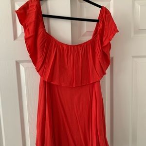 LuLus off the shoulder, coral, mini dress